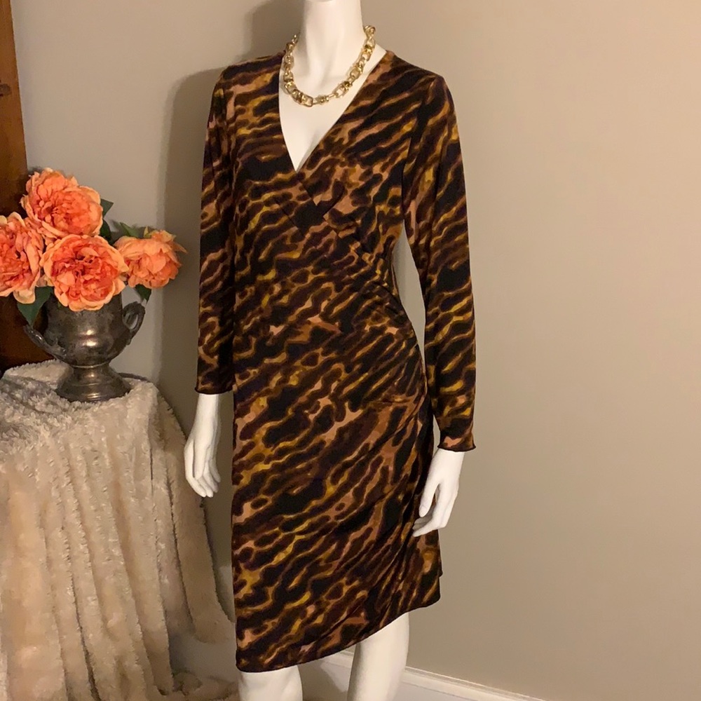 🖤🧡🤎My Tribe animal print wrap dress size Small